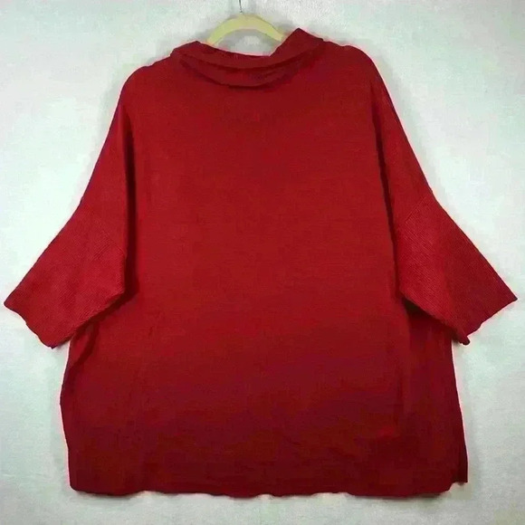 Eileen Fisher Woman Sweater Plus Size 2X-3X* Red Organic Cotton Christmas - Picture 3 of 9